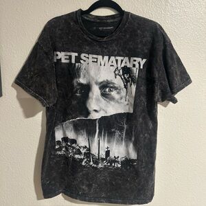 Pet Sematary Horror Movie Poster Mens Black Ice Wash short sleeve T Shirt Size M